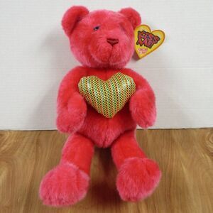 SUGAR LOAF‎ TOYS Fuchsia Pink Classic Teddy Bear Kiss Me Plush Plaid Heart 18"